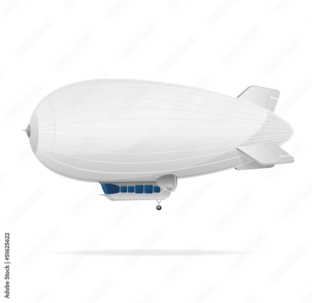 White dirigible balloon on a white background. Vector White dirigible balloon on a white background. Vector