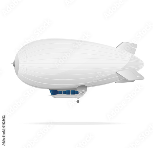 White dirigible balloon on a white background. Vector
