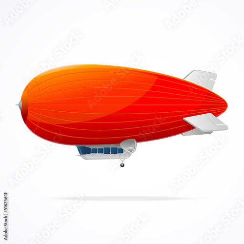 Red dirigible balloon on a white background. Vector