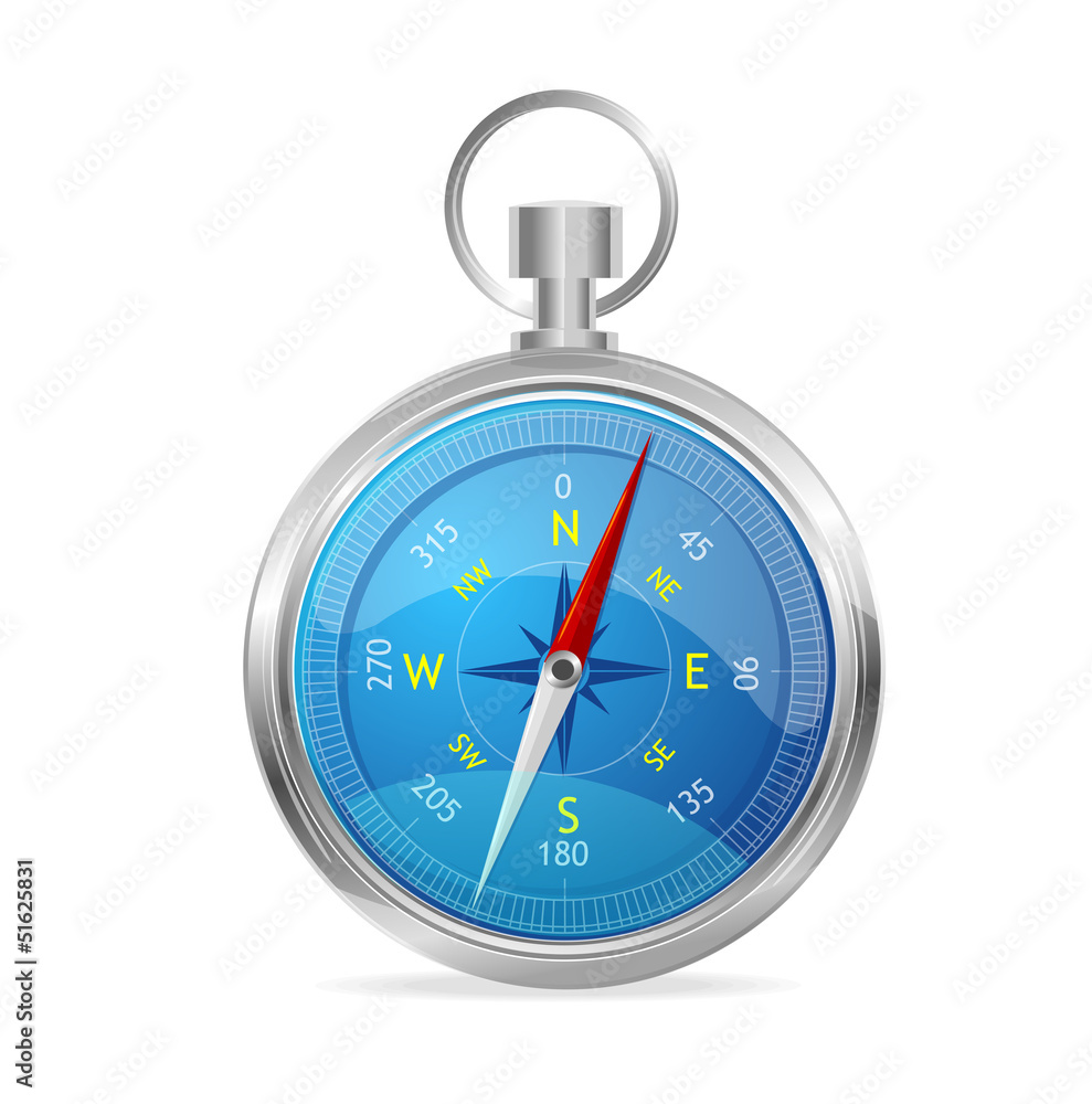 Blue Compass with windrose. Vector Illustration. Blue Compass with windrose. Vector Illustration.