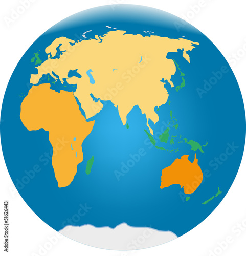 Globus mit Eurasien, Afrika und Australien