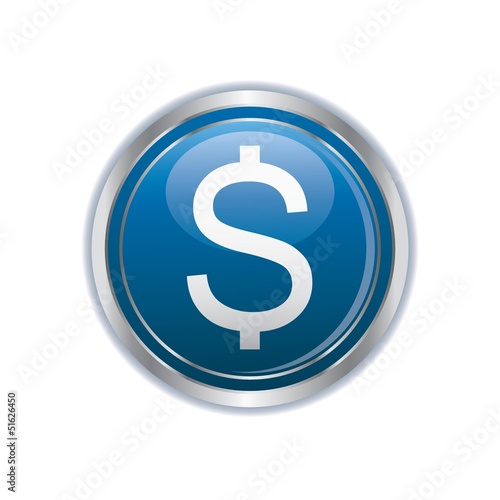 Dollar icon on the blue with silver button