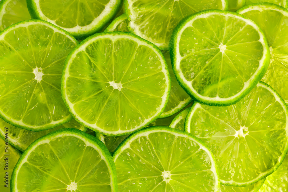 Green background with  lime slices