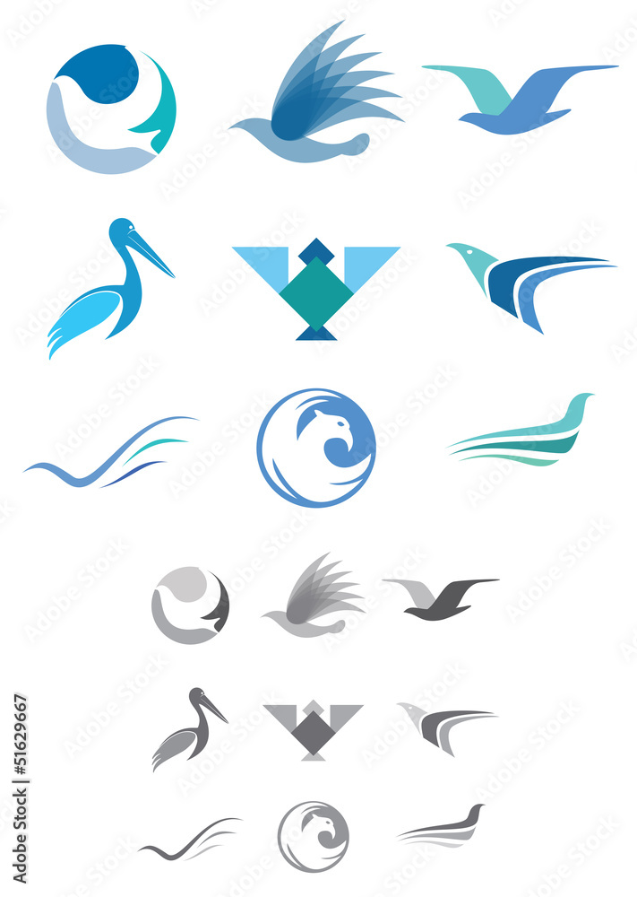 Naklejka premium Abstract Bird Icons