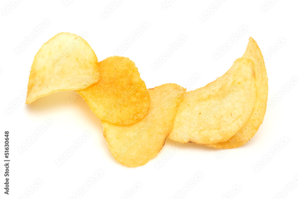 potato chips on white background potato chips on white background