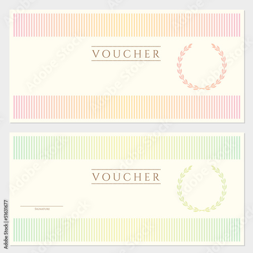 Gift Voucher / coupon template with stripy pattern
