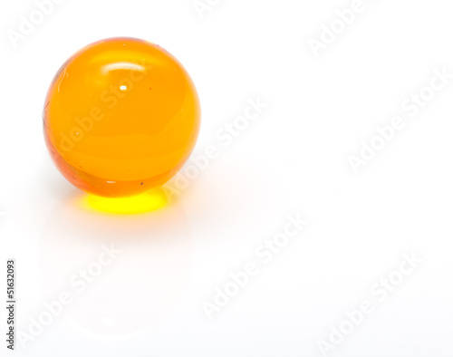 ball of fish oil on a white background. macro