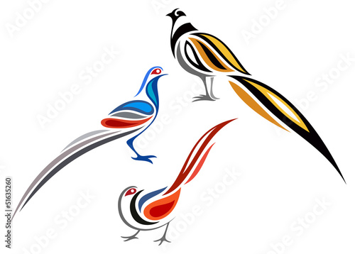 Stylized Long-tailed Pheasants