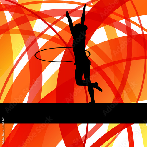 Rhythmic gymnastic background woman with hoop ring vector