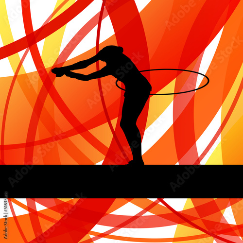 Rhythmic gymnastic background woman with hoop ring vector