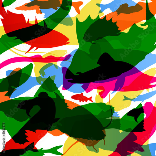 Fish colorful abstract pattern background illustration