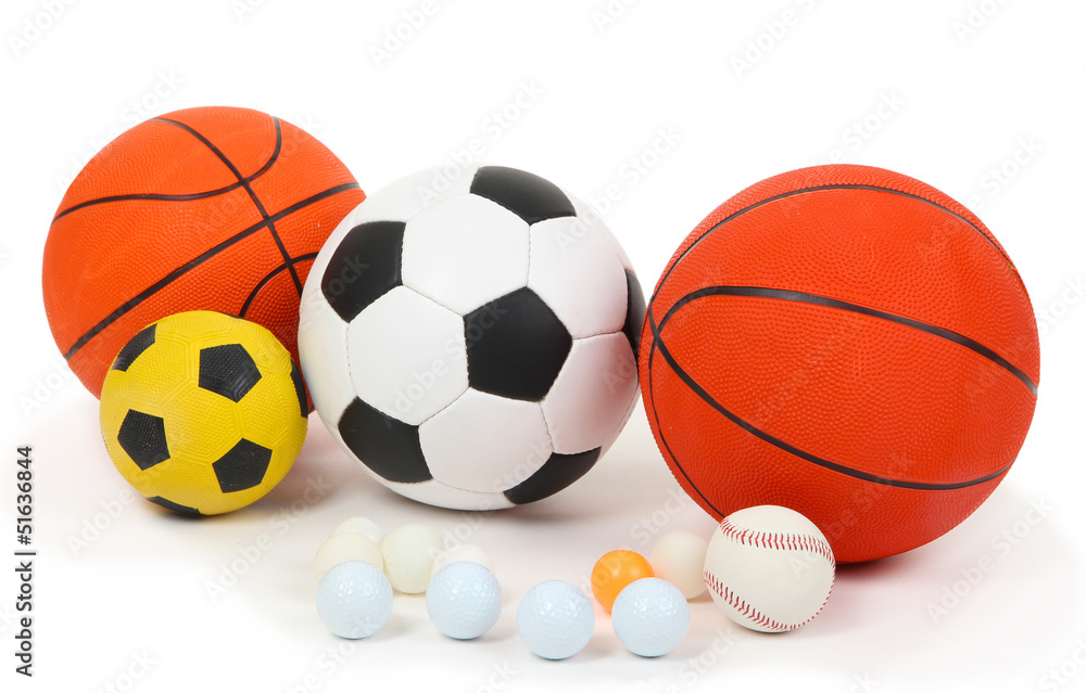 Different balls, isolated on white Different balls, isolated on white