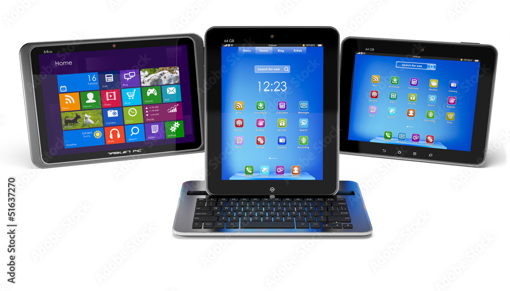 Set of Tablet PCs and keyboard isolated