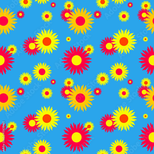 Seamless floral pattern on a blue background photo