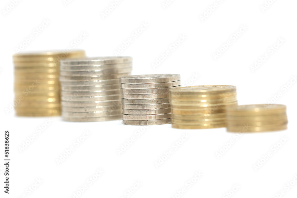 stack of coins isolated on a white background stack of coins isolated on a white background