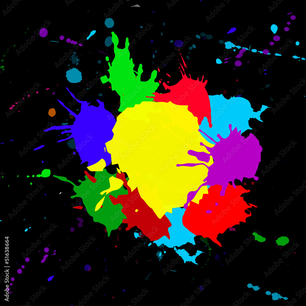 Fototapeta premium Colorful splashesh isoleted on black bacground
