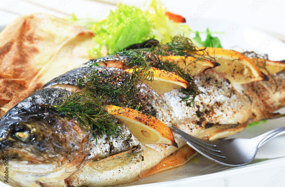 Lemon dill trout with baked potato Lemon dill trout with baked potato
