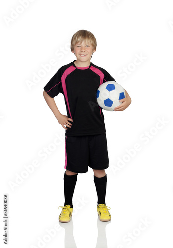 Preteen with a uniform for play soccer