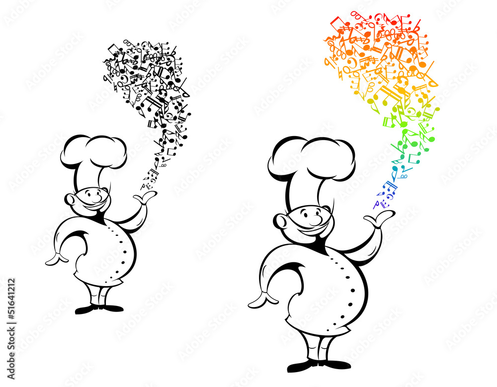 Obraz premium Cook with musical notes