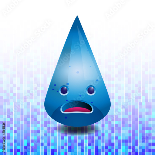 Comic Charakter Wassertropfen auf blauem Hintergrund