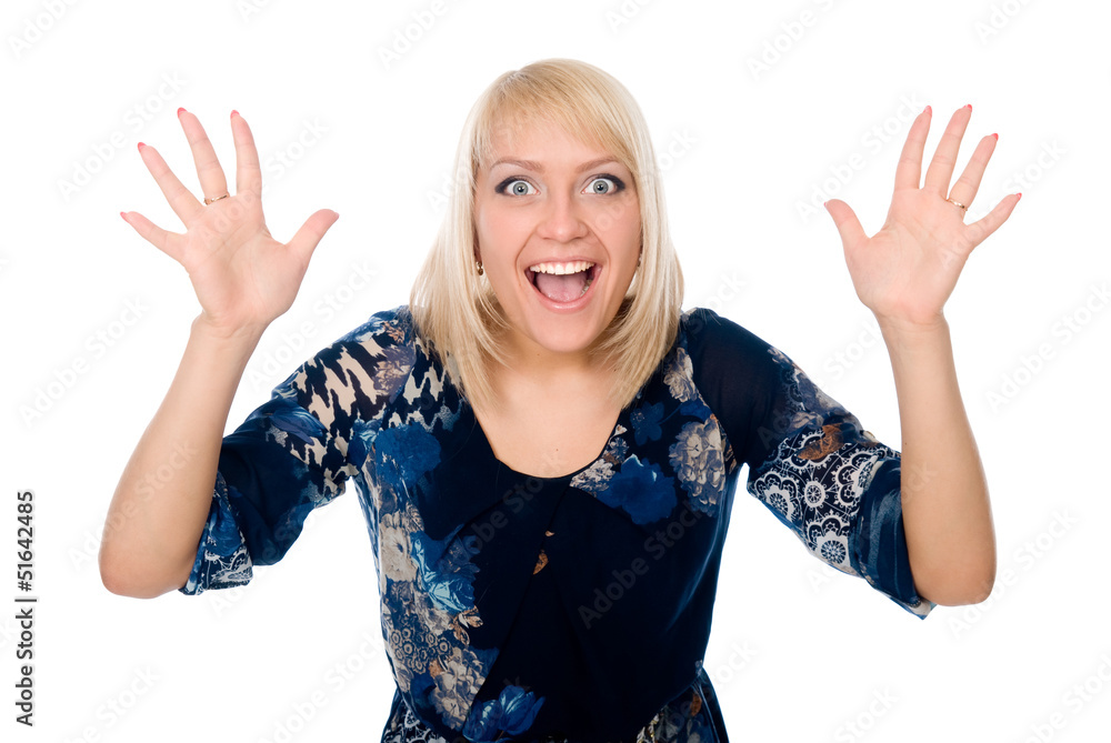 Smiling blonde in joyful admiration Smiling blonde in joyful admiration