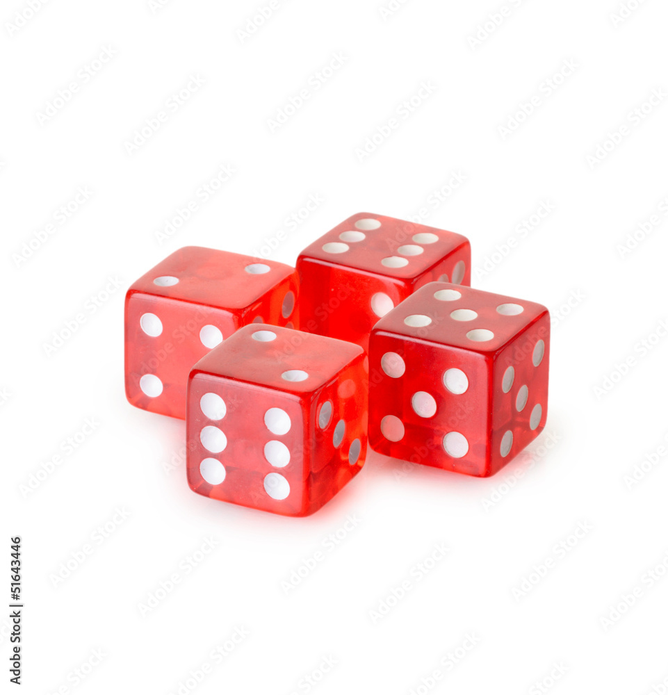 Red transparent playing bones Red transparent playing bones