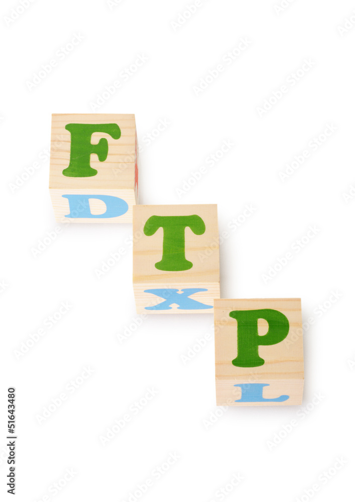 FTP word from wooden cubes FTP word from wooden cubes