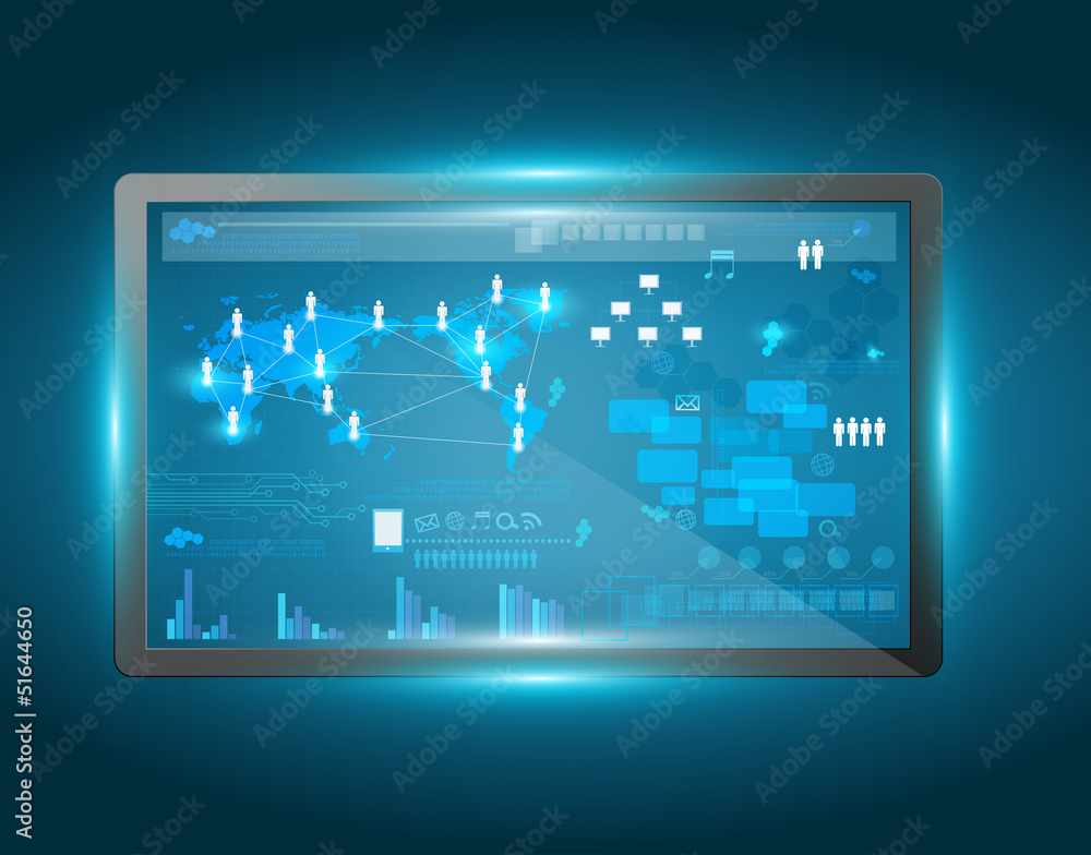Touch screen interface, Technology business concept network