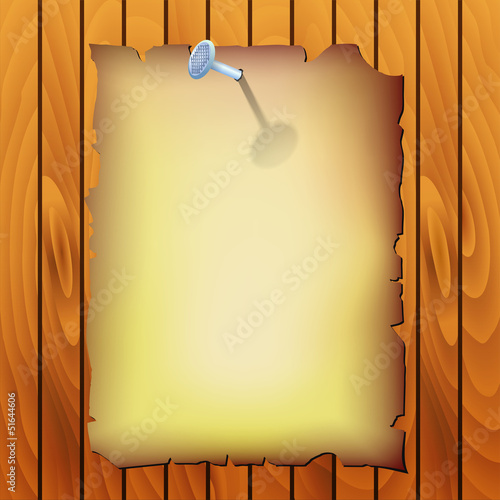 vector pergamen on wood texture