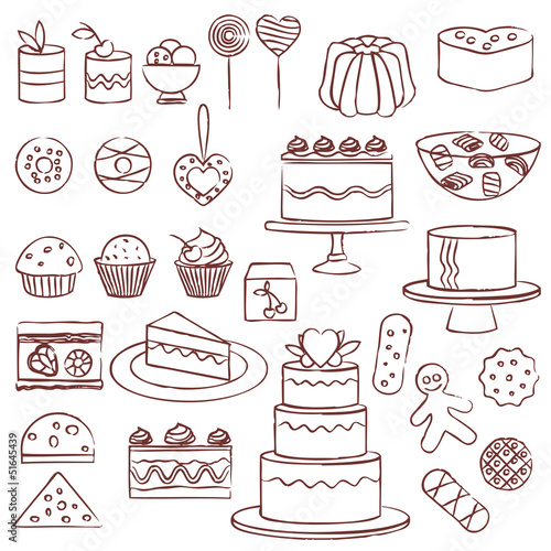 Hand drawn confectionery symbols set