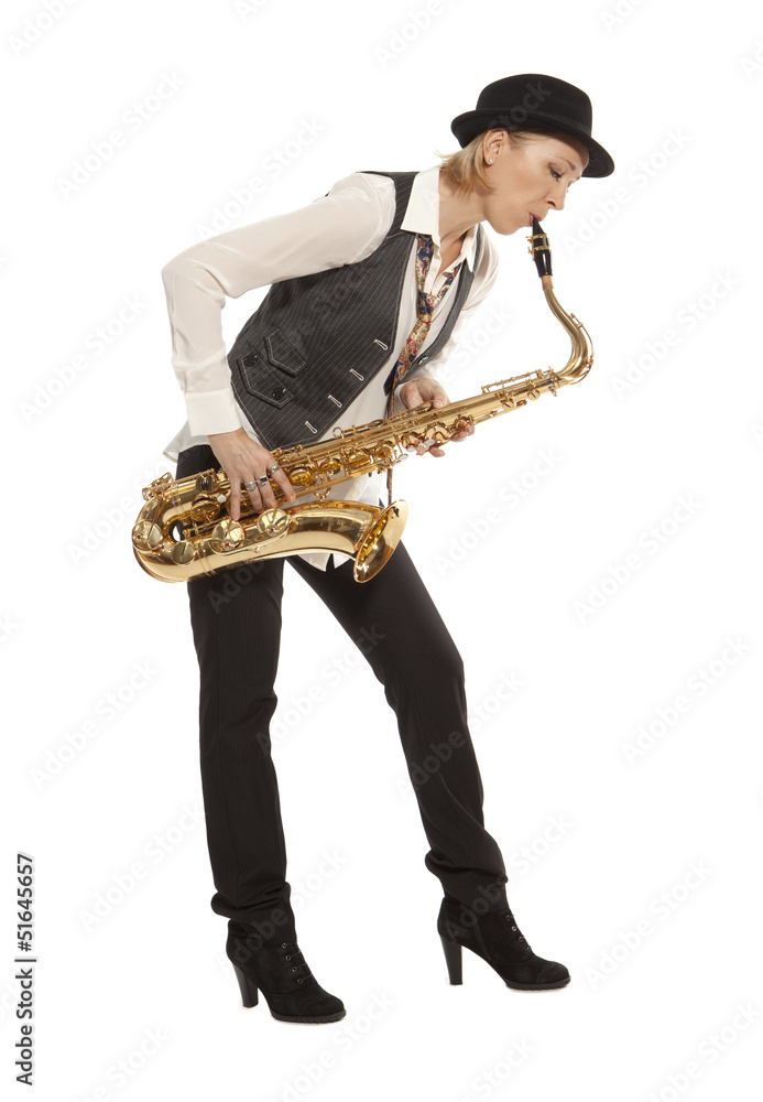 Naklejka premium Woman Saxophonist