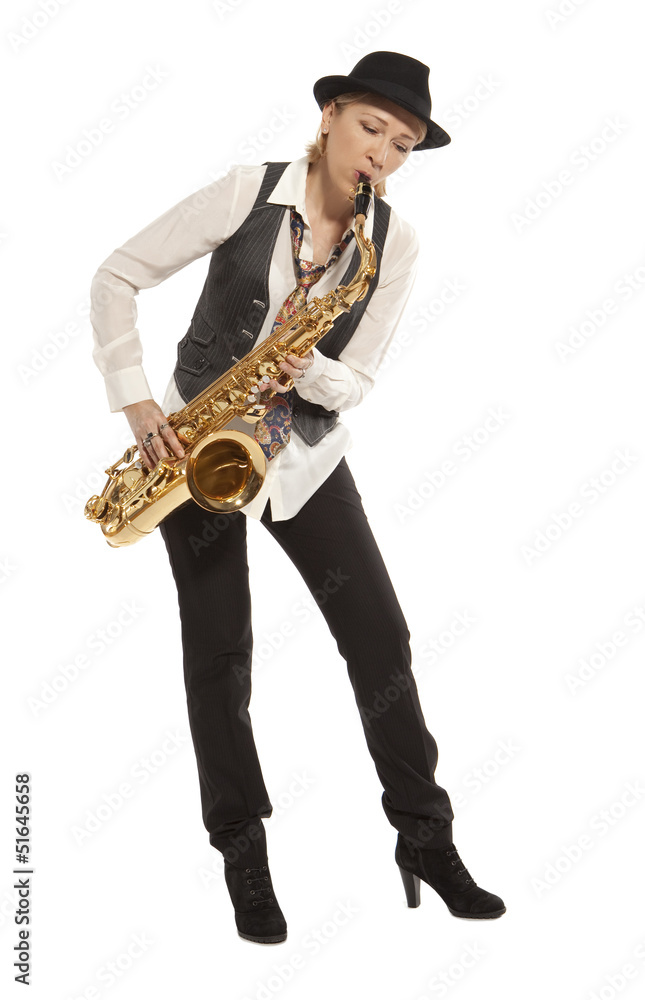 Naklejka premium Woman Saxophonist