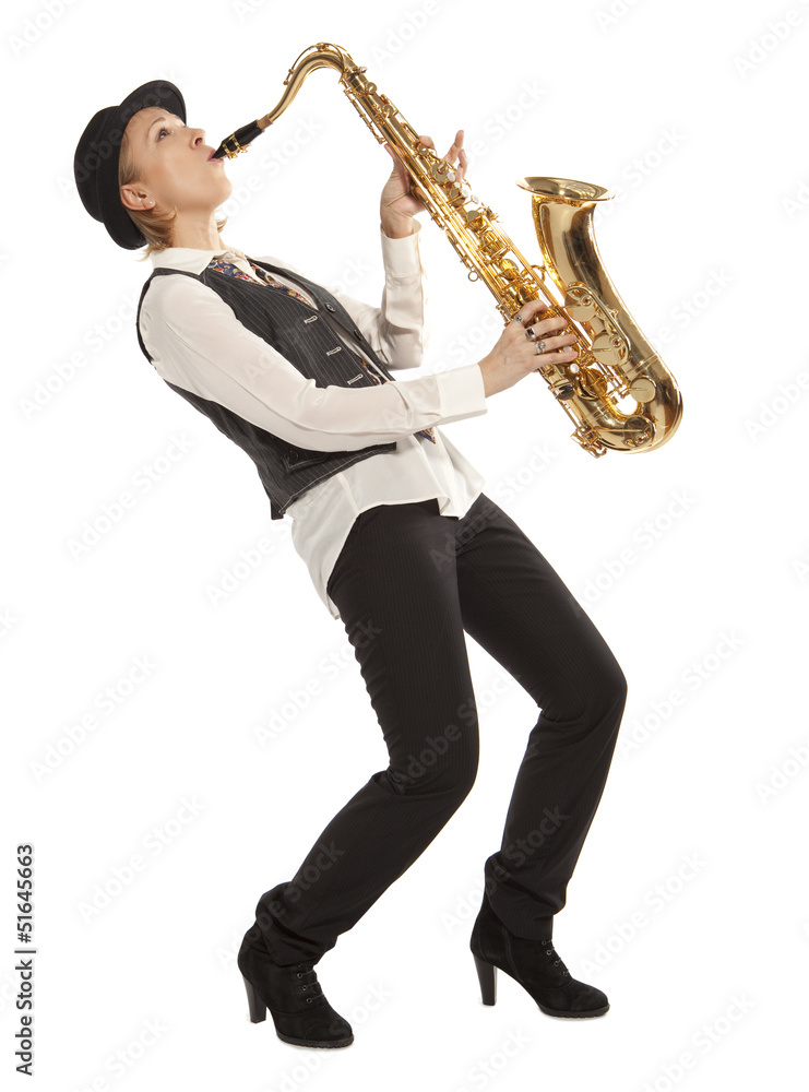 Naklejka premium Woman Saxophonist