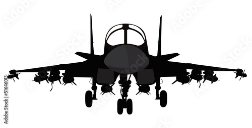 Fighter-bomber  aircraft vector silhouette photo