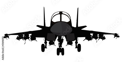 Fighter-bomber  aircraft vector silhouette