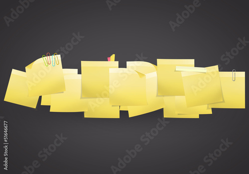 Yellow Post-it on black background. Vector design