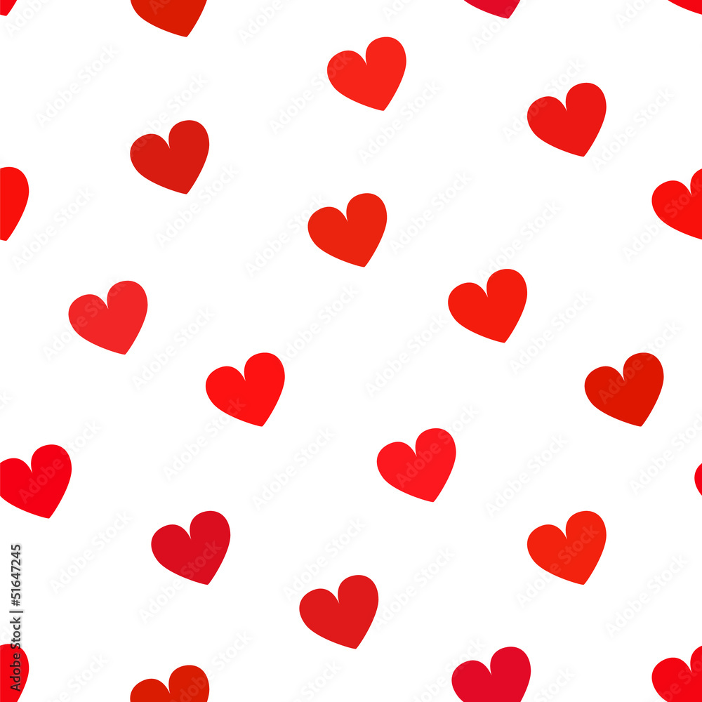 Red hearts on white simple seamless pattern, vector Red hearts on white simple seamless pattern, vector
