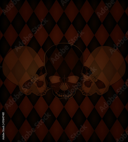 Vintage card with skulls, vector illustration