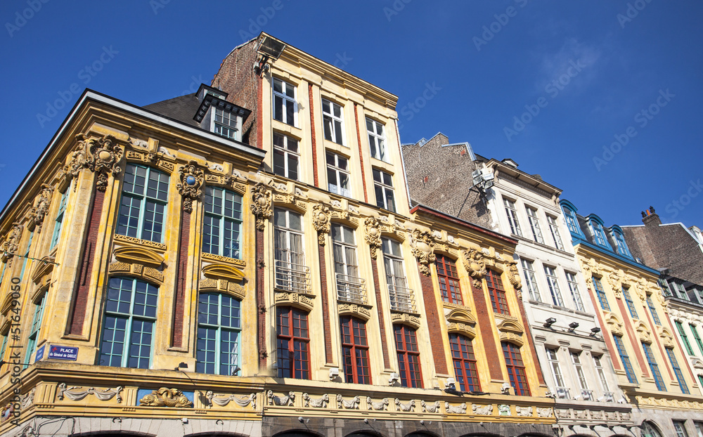 Façade dans les rues du Vieux-Lille - France