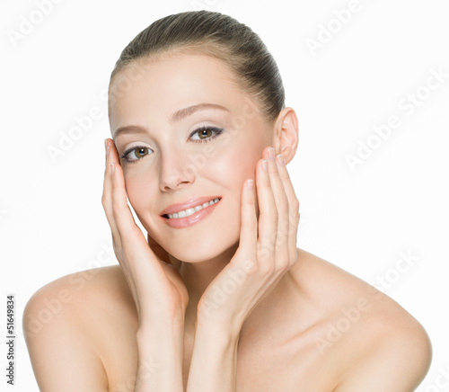beautiful smiling woman with clean skin
