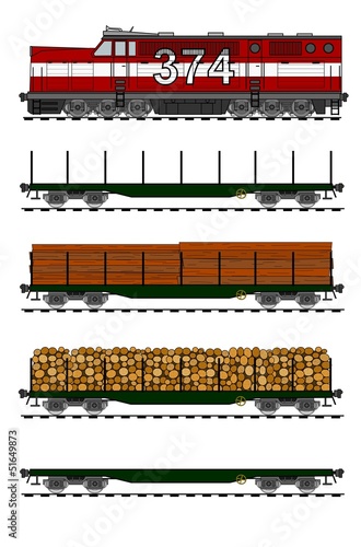Photos Kit of american style freight train loaded with wood trunks