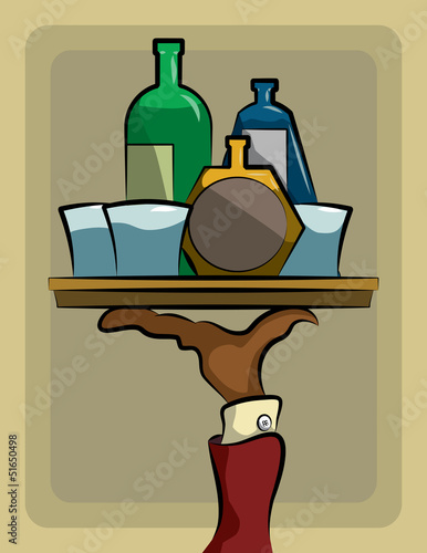 Waiter Holding Tray
