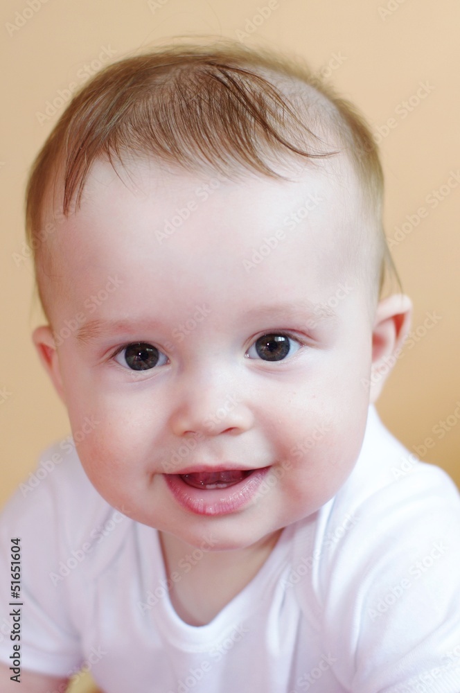 portrait of the smiling baby age of 7 months