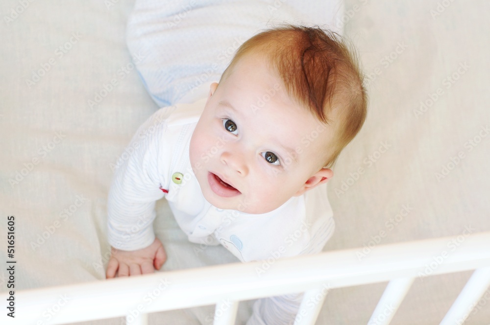 baby boy in white bed baby boy in white bed