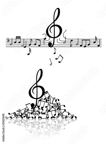 Musical background with spoiled notes