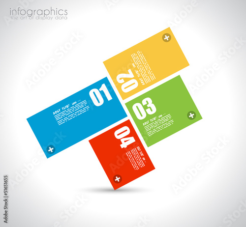 Infographic design template with paper tags.