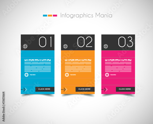 Infographic design template with paper tags.