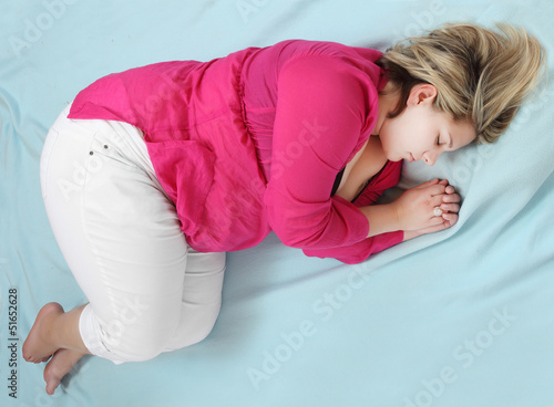 Sleeping overweight woman.
