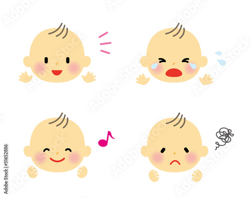 The various faces of the baby