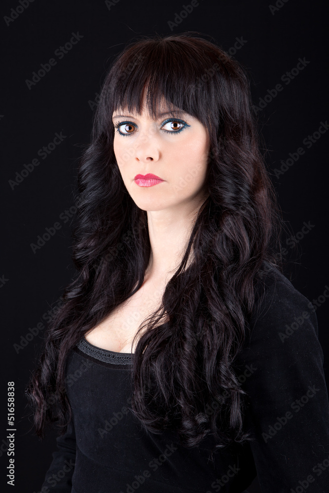 Beautiful brunette on black background Beautiful brunette on black background
